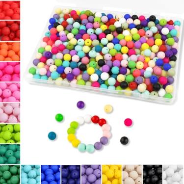 Imagem de MAIBAOTA 240 contas de silicone a granel, contas de silicone de cores mistas de 9 mm para fabricação de chaveiros, redondas de borracha solta para chaveiro/canetas/pulseira/colar (com kits embalados)