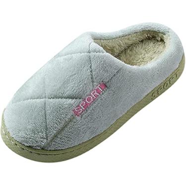 Imagem de Pantufas femininas femininas bico fechado aconchegante de pelúcia chinelos confortáveis, Verde, 5