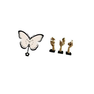 Imagem de Fenteer Relógio de Parede de Borboleta de Acrílico E Estátuas de Resina Pensadoras, Arte Decorativa para Escritório, Sala de Jantar, Quarto Infantil, Casa de