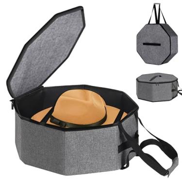 Imagem de SHWWQUE Caixas de chapéus para mulheres, organizador de viagem com alças para armário, abas largas, estojo de transporte de chapéu com organizador de brinquedos de animais de pelúcia de papelão