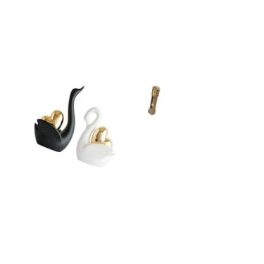 Imagem de Fenteer Elegantes Figuras de Casal de Cisnes E Relógio de Pêndulo em Miniatura, Enfeites de Mesa para Estante, Entrada, Sala de Estar, Modelo de Decoração Vin