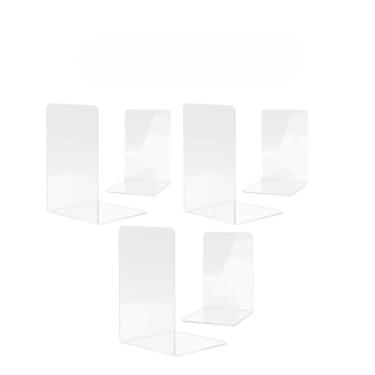Imagem de Apoiador de Livro, Suporte de Livros Bibliocanto Acrílico Transparente Organizador Estante Estudo Livro(6x Transparentes)