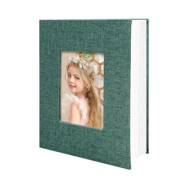 Imagem de HoneyTolly Álbum de fotos 10 x 15 bolsos para presentes de casamento, livro de memórias de capa dura de linho, álbuns de fotos para casamento, família, aniversário, bebê, fotos de férias