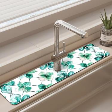 Imagem de Tapete de torneira para pia de cozinha - tapete absorvente de pia, protetor de respingos de secagem rápida para cozinha e banheiro - almofada de secagem antiderrapante com absorção de água atrás da