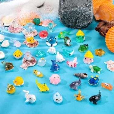 Imagem de Mini estatuetas Qunclay Ocean Animals Resin Axolotl x36