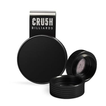 Imagem de Suporte magnético de giz com tampa e clipe de cinto – Suporte redondo de giz para taco de bilhar com ímã forte, estojo portátil de giz de sinuca para jogadores (preto)