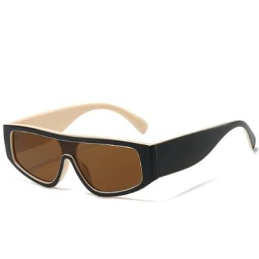 Imagem de JRLLFD Óculos de sol punk feminino de uma peça, armação grande de luxo, masculino, para áreas externas, à prova de vento, UV400 (preto, bege, marrom)