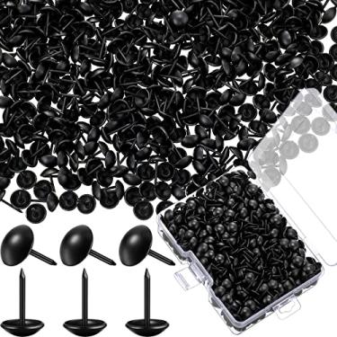 Imagem de Pregos para estofados de 7/16 polegadas, 11 x 17 mm Tachinhas de polegar para sofá de móveis, kit de variedade de unhas DIY em caixa de armazenamento para móveis estofados, placa de cortiça, projeto DIY, decoração de casa (preto, 500 peças)