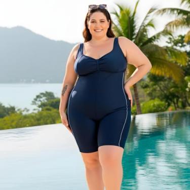 Imagem de Maiô Macaquinho Plus Size Hidroginastica Natação Poliamida - Kosh, Azu