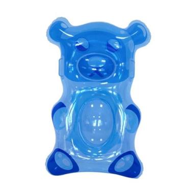 Imagem de oshhni Boia inflável em formato de ursinho de goma para piscina, brinquedo leve para água, inflável divertida para festas e férias de verão, Azul