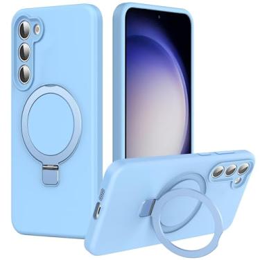 Imagem de Jockvo Capa de telefone com suporte magnético invisível para Samsung Galaxy S23 de 6,1 polegadas, silicone compatível com proteção total de câmera de grau militar Magsafe, capas de telefone para