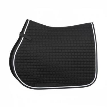 Imagem de TGW RIDING Almofada de sela de cavalo inglês premium, design quadrado acolchoado, disponível em rosa, verde menta e vermelho, etc., multiuso com alças de circunferência (preto)