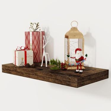 Imagem de Prateleiras flutuantes profundas de 30 cm, prateleira flutuante para livros, 60 x 30,5 cm, prateleiras profundas de madeira rústica para armazenamento e exibição doméstica, prateleiras espessas de 5