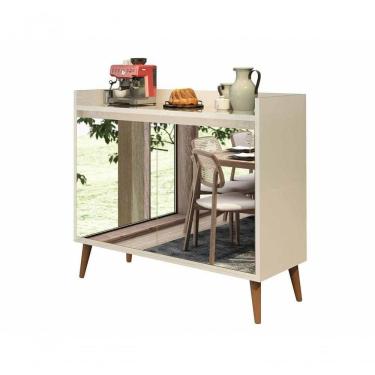 Imagem de Buffet Aparador Retrô Com Espelho Delux 2 Portas Off White - Moveisaqui
