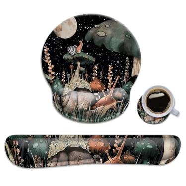 Imagem de Descanso de pulso para teclado e mouse + porta-copos + porta-copos, feito de espuma de memória, suporte ergonômico, digitação fácil e alivia a dor no pulso, perfeito para jogos, computador, escritório