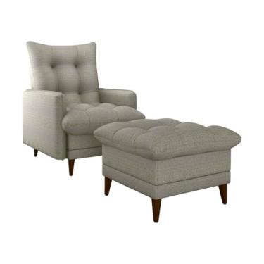 Imagem de Poltrona de Amamentação Montreal com Puff - Suede Cinza, Reclinável, Madeira Maciça, Suporta 110kg - Conforto para Mães, Sala de Estar e Cantinho de Leitura(LINHO MILLENIUM)