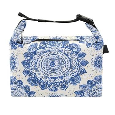 Imagem de STAYTOP Lancheira mandala azul com fivela de alça, lancheira isolada para meninos e meninas, lancheira térmica para trabalho escolar
