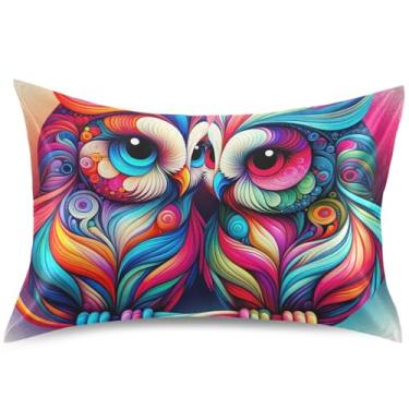 Imagem de Almofada refrescante de pássaros coloridos coruja neon almofada de resfriamento king queen padrão almofada de cama floral animal cuidados com a pele, tamanho Queen, 76 cm x 50 cm