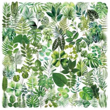 Imagem de Kit de adesivos de scrapbook de folhas de plantas, 100 peças, PET transparente, impermeável, conjunto de adesivos para lixo, diário, garrafas de água, telefone, laptop, decalques para adolescentes