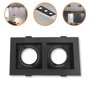 Imagem de Spot Duplo Embutir Recuado Quadrado Direcionável Gu10 Preto