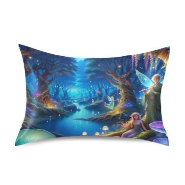 Imagem de Fronhas de cetim fofas refrescantes fofas padrão Queen King fronha para cama de casa fronha queen size 76.2 cm x 50.8 cm pintura floresta mágica