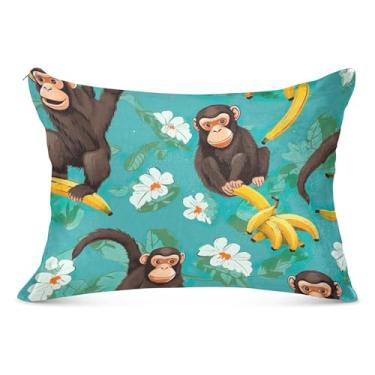 Imagem de Funny Monkey Bananas Azul-petróleo Grande Fronha Decorativa Poliéster Longo para o Corpo Padrão Queen King Fronha de Cama Fronha, Tamanho Corporal, 53 cm x 137 cm