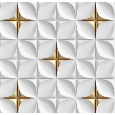 Imagem de Papel de Parede 10 METROS x 45CM Adesivo Autocolante para Sala Quarto Conveniente E Eficiente Elegante E Prático(3D Dourado)