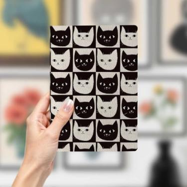 Imagem de Caderno de couro de gato, caderno A5 para anotações de escritório, agenda de 21 x 14,7 cm, agenda de viagem, presente para amantes de gatos, 28