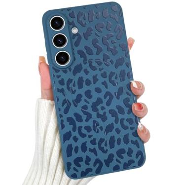 Imagem de OOK Capa magnética para Samsung Galaxy S25FE 5G, estampa fofa de leopardo azul de silicone [compatível com MagSafe] Capa de telefone fina à prova de choque com estampa de chita para celular de 17 cm