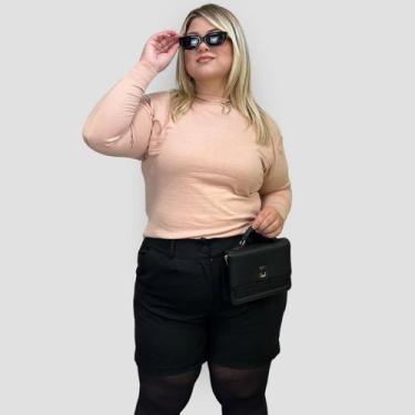 Imagem de Blusa Feminina Tricô Plus Size Lã Elastano Liso Gola Redonda - GIP ECO