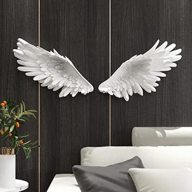 Imagem de Decoração de parede, arte de asas de anjo de metal, decoração de parede, esculturas de parede em relevo de asas, escultura de parede vintage 3D com asas de anjo, para casa, quarto, sala de estar