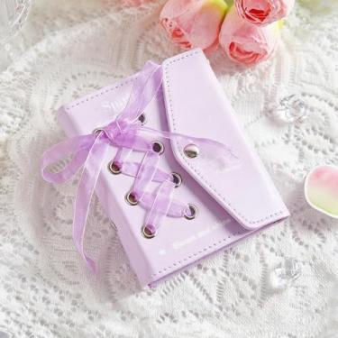 Imagem de Álbum de fotos de couro, gravata borboleta de renda, caixa de armazenamento de photocard, mini álbum de fotos, armazenamento de fichário retangular de plástico PP, para câmeras digitais de impressão