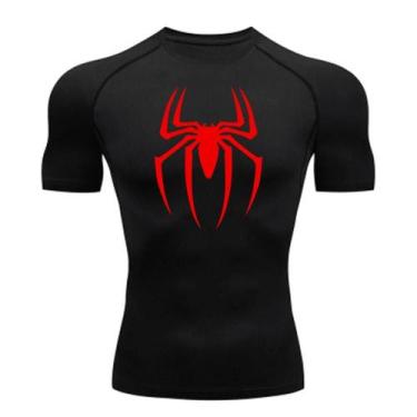 Imagem de Camiseta De Compressão Masculina Com Estampa De Aranha, Secagem Rápida