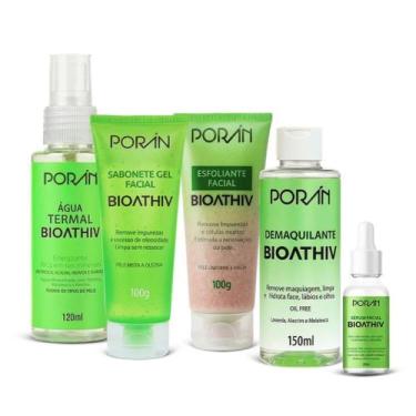 Imagem de Kit Skincare Facial Bioathiv Poran 5 Itens (Sabonete, Esfoliante, Dema