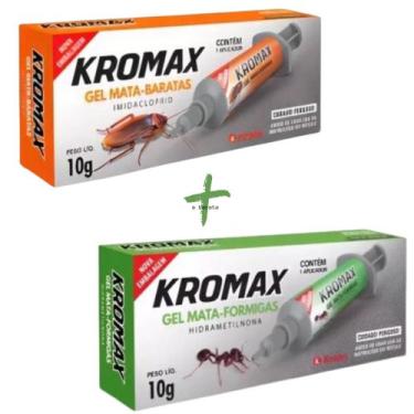 Imagem de Kit Mata Formigas + Mata Baratas Gel Kromax Seringa 10gr