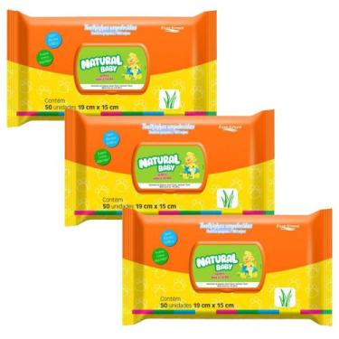 Imagem de Toalhas Umedecidas Natural Baby 50 Unidades Flip Top, kit3unidades