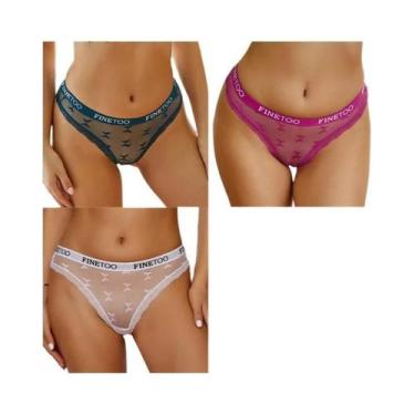 Imagem de Conjunto De Calcinhas De Renda Sexy Femininas, G-String De Cintura Bai