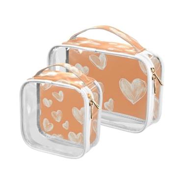 Imagem de xigua Bolsa de maquiagem de coração branco para mulheres, bolsa de cosméticos de viagem, bolsa de higiene portátil à prova d'água para viagens, férias, organização de banheiro