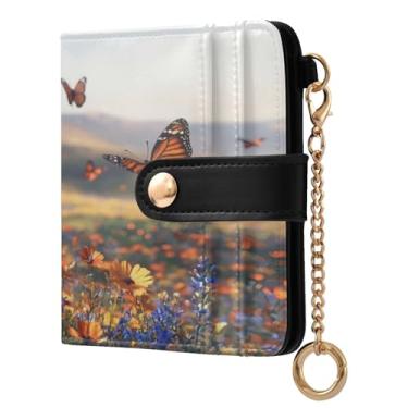 Imagem de STAYTOP Carteira pequena feminina colorida e bonita com bloqueio de RFID, de couro macio, dobrável, compacta, porta-cartões para mulheres, com zíper, bolso para moedas, janela para identidade