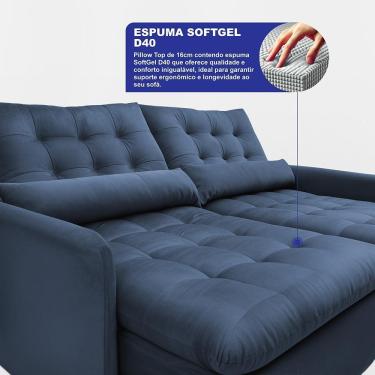 Imagem de Sofá Sem Caixa Retrátil 1,80m Softgel Celeste Velusoft Azul Cama Inbox