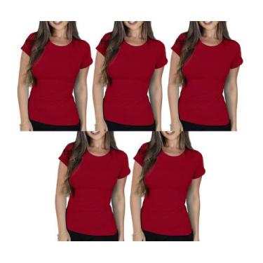 Imagem de Kit com 5 Camisas Camisetas Blusas Baby Looks T-shirts Masculina Femin