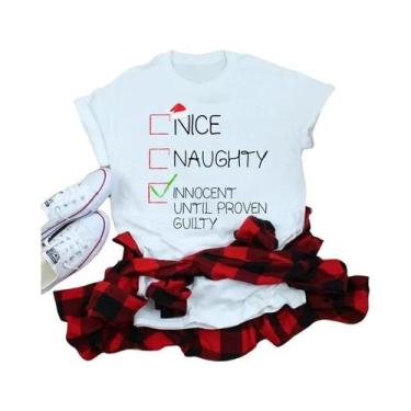 Imagem de Camiseta Casual Feminina De Verão Com Estampa De Cartoon De Natal E Le