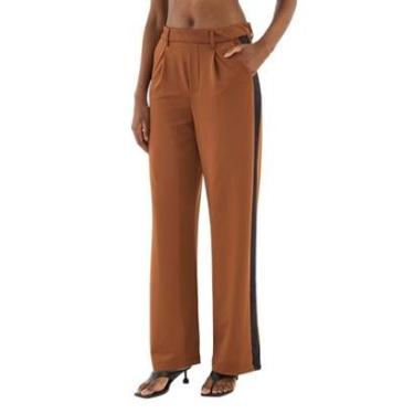 Imagem de Calça Colcci Em Alfaiataria Reta Com Listra Lateral Marrom Carvalho Feminina-Feminino