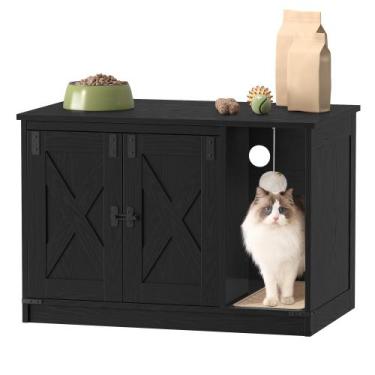 Imagem de Gabinete para caixa de areia para gatos Hzuaneri 80x50x53 cm preto