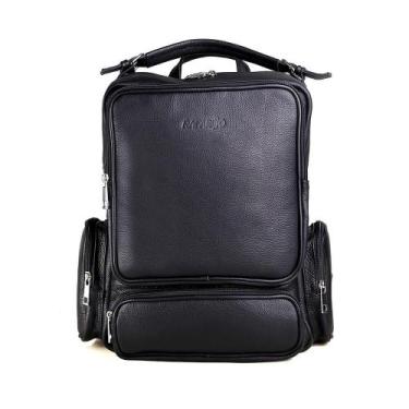 Imagem de Mochila de Couro Executiva Masculino Impermeável Rafarillo, Preto