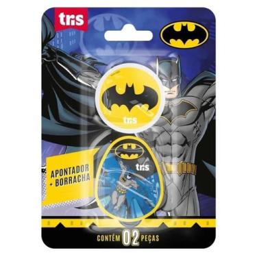 Imagem de Kit Escolar Batman Apontador com Depósito e Borracha Tris