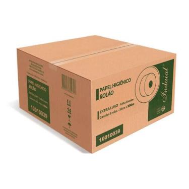 Imagem de Papel Higiênico Rolão 300m Folhas Simples Com 8 Extra Luxo Indaial