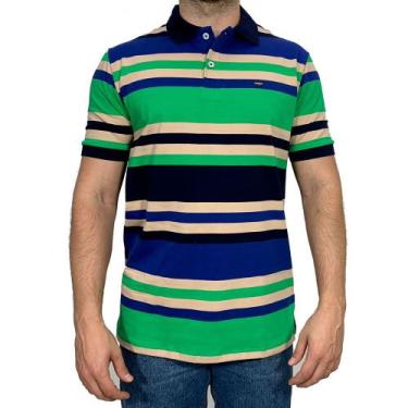 Imagem de Camisa Polo Dawson Masculina Listrada, Azul, P