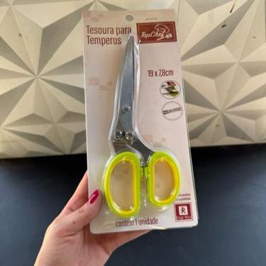 Imagem de Tesoura de cozinha para temperos cheiro verde salsinha de inox com cab