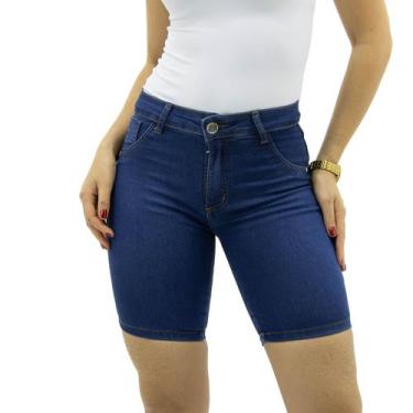 Imagem de Shorts Jeans Feminino Ciclista Até o Joelho Com Elastano Modeladora Le